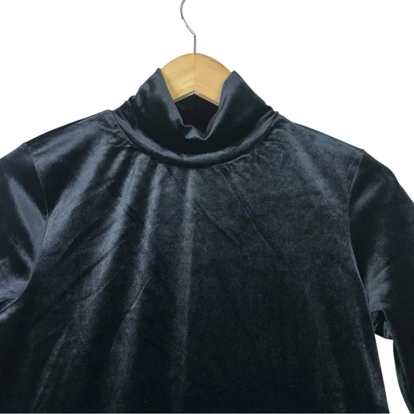 Tuckernuck Pomander Place Black Velvet Mottershead Dress sz XS EUC Mock Neck